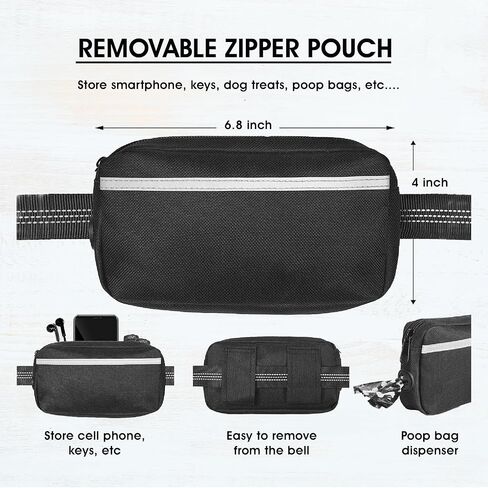 Hands Free Dog Leash with Waterproof Zipper Pouch for Running Walking Jogging Training Hiking Retractable Bungee Dog Running Waist Leash for Small Medium and Large Dogs Reflective Stitches in Saudi Arabia