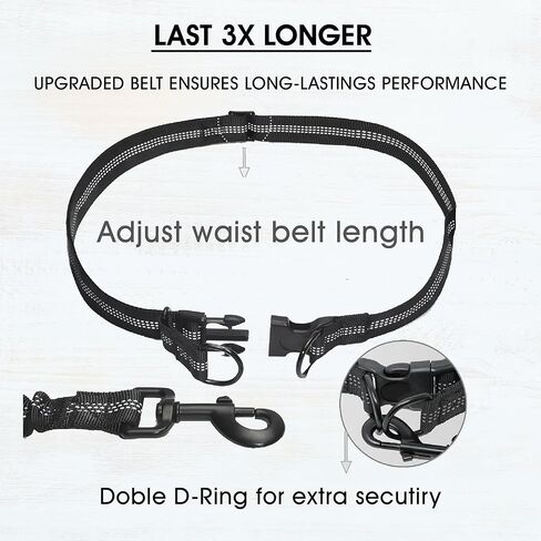 Hands Free Dog Leash with Waterproof Zipper Pouch for Running Walking Jogging Training Hiking Retractable Bungee Dog Running Waist Leash for Small Medium and Large Dogs Reflective Stitches in Saudi Arabia