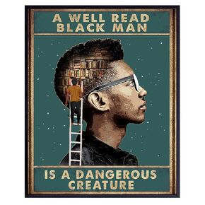 Inspirational African American Classroom Decor 11x14 - Black Art Poster - Positive Quotes - Afro Wall Art for Boys, Teacher, Men - Family Wall Art - Motivational Quotes - Educational Wall Decor