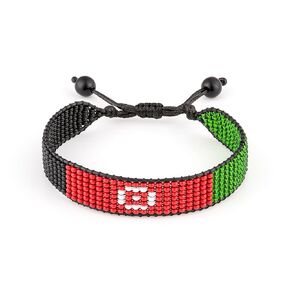 Afghanistan Flag Bracelet: Handmade Bracelet,Adjustable Beaded Boho-Style Rope Bracelet with Patriotic Design
