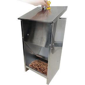 304 Stainless Steel Pet Food Station for Outdoor or Indoor Use- Automatic Gravity Self Feeding Dispenser for Small, Medium,and Large Breeds - Holds 25 Pounds of Dry Kibble