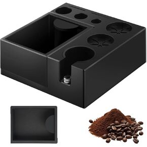 PUSEE Espresso Knock Box and Tamp Station,9 in 1 Espresso Organizer Box Fit 51,54,58MM Espresso Tamper,Distributor,Portafilter & Puck Screen Accessories,Detachable Knock Box for Barista Accessories