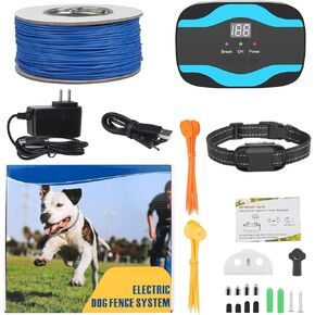 RUXAN Electric Fence for Dogs, Underground Dog Fence System, Rechargeable 656Ft Aboveground Pet Containment System with Waterproof Collar Receivers, Boundary Wire (for 1 Dog) (for 2 Dogs)