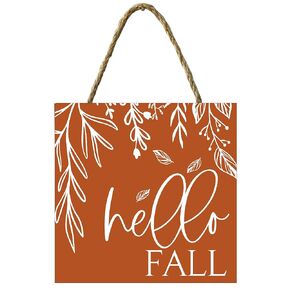 Yippee Daisy Pumpkin Hanging Sign - Home Decorative Rustic Wooden Sign, Thanksgiving, Fall, Autumn Decor to Hang in Front Door, Kitchen Wall, Outdoor, Porch, Farmhouse, Garden - 7" x 7", Hello Fall