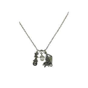 Kappa Alpha Theta Trio Charm Necklace - Sorority Greek, kite mascot charm, lavaliere & pearl dangle on 18 inch chain