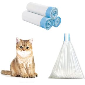 Cat Litter Box Liner, 45 Count Large Extra Heavy Duty Durable Drawstring Cat Litter Trash Bags for Automatic Cat Litter Box& Cat Litter Pan (20" x 18")