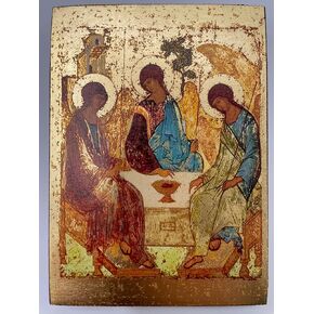 The Trinity by Rublev Christian Icon (4.5" x 5.5" Gold Leaf Satin)