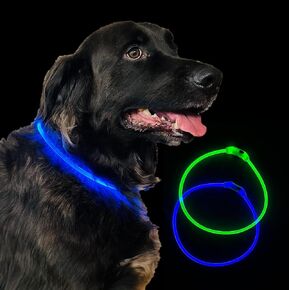 Pack of 2 LED Dog Collar of 13" in Circumference -USB Rechargeable Flashing Light UP Safety Collar, Pet Glowing Collar for Walking- Fashionable Glow for Dog LED Night Safety Necklace