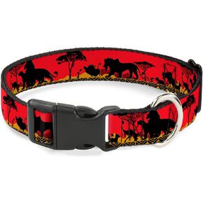 Buckle-Down Plastic Clip Collar - Mufasa & Simba JUST CAN'T WAIT TO BE KING/Family Silhouette - 1" Wide - Fits 15-26" Neck - Large