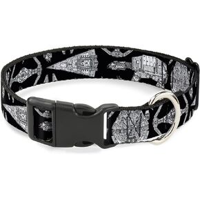 Star Wars Pet Collar, Dog Collar Plastic Buckle, Star Wars Ships and Vehicles Black Grays, 9.5 to 13 Inches 1.0 Inch Wide