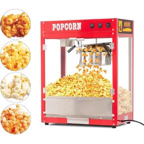 Popcorn Machine for Movie Night, 8OZ Popcorn Popper Machine with 10 PACK Popcorn Buckets, Poppers Machine Maker for 60 Cups for Batch, Old Fashion Popcorn Machine Movie Theater Style
