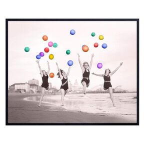 Coastal Ocean Wall Art Decor - Summer Sea Beach Themed Bathroom Decor, Home or Room Decoration for Living Room, Bedroom - Gift for Women - Vintage Retro Picture Photo Poster Print - 8x10