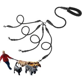 Dog Leashes, 4 in 1 No Detachable Nylon Traction Rope 4 Way Dog for Dogs Cats Outdoor Walking(4 Way Black)