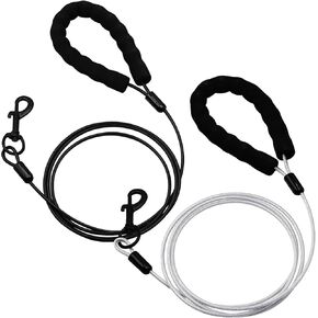 2 Pack Heavy Duty Dog Leashes with Chew Proof and Comfortable Padded Handle 4/5/6 FT, Steel Metal Safety Lead Rope with Retractable Buckle for Large or Medium Dogs Walk and Train -Black(6FT)