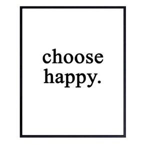 Choose Happy Wall Art Print Typography - Unframed - Makes a Great Gift - Chic Home Decor - Ready to Frame (8x10) Photo - Motivational and Inspirational