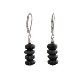 Picasso Jasper and Sterling Silver Earrings on leverbacks black and gray gemstone