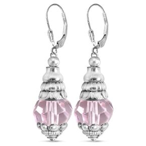 Rose Quartz Bead Drop Earrings,Retro Silver Multi-cut Pink Quartz Stone Dangle Earrings,Waterdrop Gemstone Earrings Jewelry Gift for Women Her (A01_Pink)