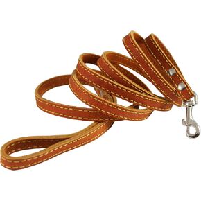 Genuine Thick Leather Classic Dog Leash 1/2" Wide 6 Ft, Small Breeds