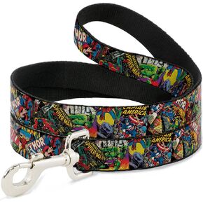 Dog Leash Retro Marvel Comic Books Stacked Close Up 4 Feet Long 0.5 Inch Wide
