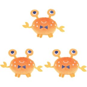 balacoo Stuffed Toy 3pcs Cartoon Crab Dog Plush Orange Toys Supplies Squeaky Small Puppy Toys