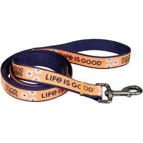 Coastal - Life is Good - Canvas Overlay Dog Leash, Blue Good Vibes, 5/8" x 6'