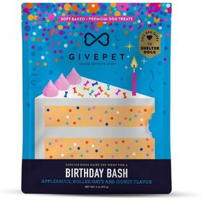 Birthday Bash Dog Treats 6 Oz - Dog Training Treats, No Artificial Flavors - Applesauce, Rolled Oats & Honey Dog Snacks - Dog Treat Bag