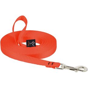 LupinePet Basics 1/2" Blaze Orange 30-foot Extra-Long Training Leash for Small Dogs