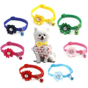 8X Dog Collar with Flower for Girl Dog,Puppy Dog Collar Cute Girl Dog Collars Adjustable Floral Collar for Puppy Small Medium Dogs(Mixed Color)