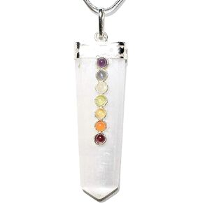 Charged 7 Seven Chakra Black Tourmaline Crystal Pendant - Healing Energy Protection Stone Gemstone Necklace Jewelry With Chain - Black Tourmaline Pendant