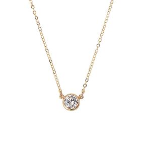 Designed By Stacey Handmade 14K Gold-Filled Necklace, Bezel Cubic Zirconia Pendant Jewelry, Gifts for Women, Birthday, Anniversary, Wedding, Prom, Homecoming, 16 to 18" Adjustable Chain