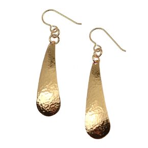 Hammered Bronze Long Teardrop Earrings