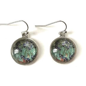 Van Gogh Irises Earrings for Women - Classic Art Jewelry - Handmade - Blue Green Floral