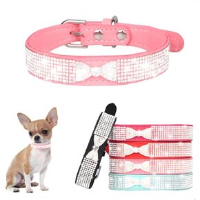 Small Dog Collar for Female Dogs Bling Diamond Crystal Glitter Jewel Sparkly Rhinestone Cute Cat Pet Animals Puppy Collars Girl for XXS XS Small Medium Large Purple S