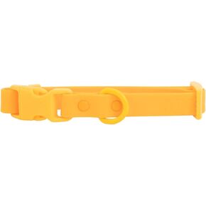 Heavy Duty Waterproof Soft Dog Collar, Orange and Yellow, Steel D Ring for Leash Attachment, for Small Medium and Large Dogs (Small)