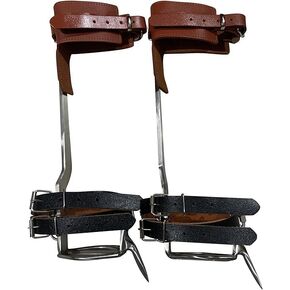Tree Climbing Spikes Set - Tree Climbing Gear Leather Forged Tree Climbing Tool Non-Slip Pedal for Picking Fruit, Indoor and Outdoor Sports, 17.3 x 7.4 x 3.8 英寸, brown