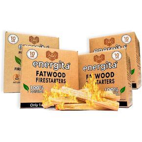 Premium Fatwood Fire Starter Sticks | 125 Kindling Sticks for Camping, Fire Pit, Grill, Bonfire & More | Start a Fire with 1 Piece of 100% Natural Wood | Waterproof & Food Safe (10lbs)