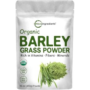 Micro Ingredients Organic Barley Grass Juice Powder, 10 Ounce, Cold Pressed, US Grown, Rich in Immune Vitamin, Fibers, Minerals, Antioxidants and Protein, Support Immune System and Digestion, Vegan