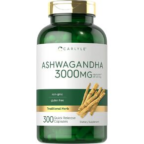 Ashwagandha Supplement 3000mg | 360 Capsules | Root Extract Supplement | Non-GMO, Gluten Free | by Carlyle
