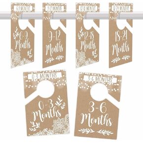 6 Hanger Dividers Baby Closet Size Dividers - Greenery Baby Closet Dividers, Baby Closet Organizer For Nursery Organization, Baby Essentials For Newborn Essentials, Nursery Closet Dividers Girl or Boy