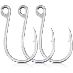 10-Pack Inline Hooks Single Replacement Hook for Hard Baits, High Carbon Steel Powerful Welded Fishing Hooks, Jigging Hook for Freshwater Saltwater Trolling Fishing Tackle