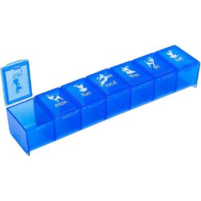 EZY DOSE Pets Weekly (7-Day) Pill Organizer, Vitamin and Medicine Box for Dogs, X-Large Compartments, Blue Lids