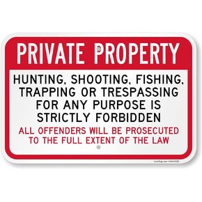 SmartSign 12 x 18 inch “Private Property - Hunting, Shooting, Fishing, Trespassing Strictly Forbidden" Metal Sign, 120 mil Aluminum Composite (ACM), EG Reflective Material, Red, Black and White