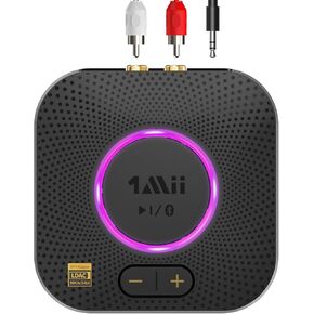 1Mii B06S+ Bluetooth 5.2 Receiver, HiFi Bluetooth Audio Adapter w/LDAC, aptx HD & aptx Low Latency, Long Range Hi-Res Audio with Volume Control, 3.5mm & RCA outputs, Easy Setup for Home Stereo System