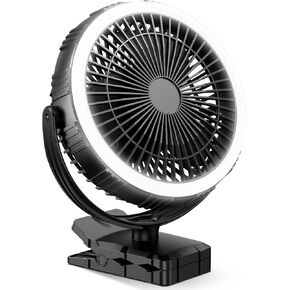 AMACOOL 10000mAh Rechargeable Camping Fan with LED Lantern - 8 inch Battery Operated Portable Fan with Clip on for Outdoor Tent Car RV Hurricane Power Outage