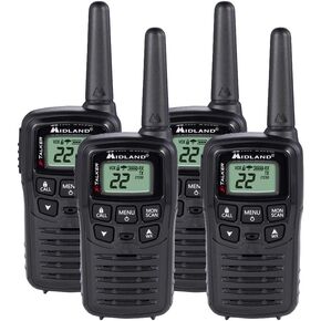 Midland T10 22 Channel FRS Walkie Talkie - Up to 20 Mile Range Two-Way Radio - Black (Pack of 8)