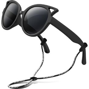 RIVBOS Kids Sunglasses for Girls Boys with Strap Polarized UV Protection Flexible Rubber Shades RBK002