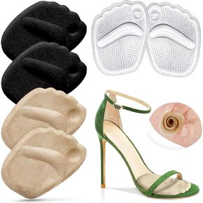 Metatarsal Pads Women, Forefoot Gel Pads Shoe Inserts, Foot Cushion Pads Reusable All Day Pain Relief, Ball of Foot Cushions, Anti Sliding Shoe Pads, Reduce Blisters, High Heel Inserts (3-Pairs)