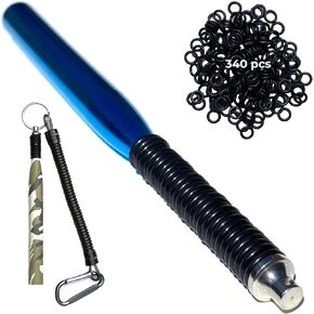 JIGITY - 2 Pack Wacky Rig Tool and O Rings (220 or 340pcs) | Blue + Camouflage Tools for Senkos Stick Bait Neko Ned Finesse Rigging Style Kit Bass Fishing Gear Aluminum Tube (NO Worms or Hooks)