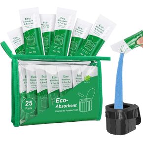 25Pack Poo Powder for Portable Toilet, Camping Toilet Chemicals Degradable Absorbent Gel, Porta Potty Composting RV Toilet Liquid Waste Gel, Emergency Toilet Waste Treatment for Outdoor Camping Hiking