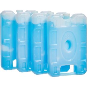Amazon Basics Reusable Hard Sided Rectangular Ice Pack, Pack of 4, Medium, Blue, 8.3" X 6.7" X 1.2"